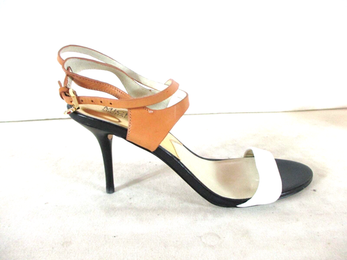 Zapatos de tacón Michael Kors de cuero blanco beige con correa al tobillo para mujer 7 M (SW38) - Imagen 2 de 9