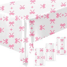 3 Pcs Pink Bow Table Cloth Rectangle Table Party Supplies Bow Theme Disposable