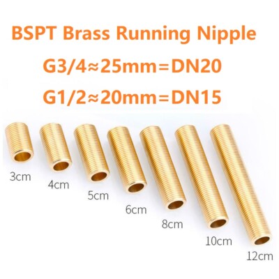 1St  G3/4  G1/2  BSP Thread Laufnippel Messing Nippel 50mm 60mm 80mm 100mm 120mm