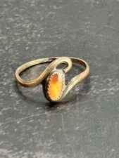 Vintgage 925 Sterling Orange Quartz Woman's Ring Signed WM Wheeler MFG Size 7.5