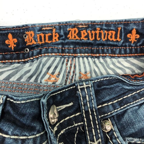 Jeans Rock Revival donna 26 Madison dritto lavaggio scuro denim capsula distrutta - Foto 5 di 17