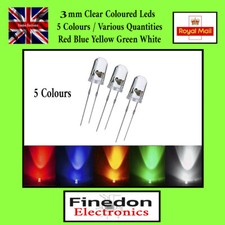 3mm Ultra Bright Water Clear LED Bulb 3V All Colours Light Emitting Diode