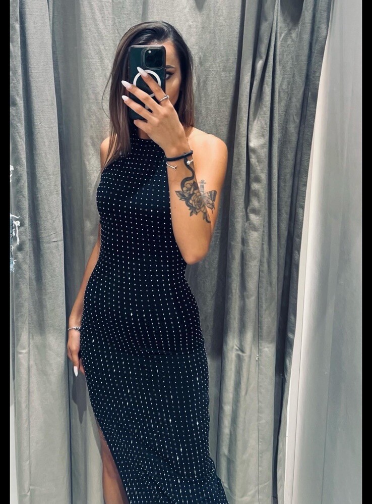 black dress with rhinestones zara ZARA. Black top with rhinestones, size XS – Hibuy market main image 0