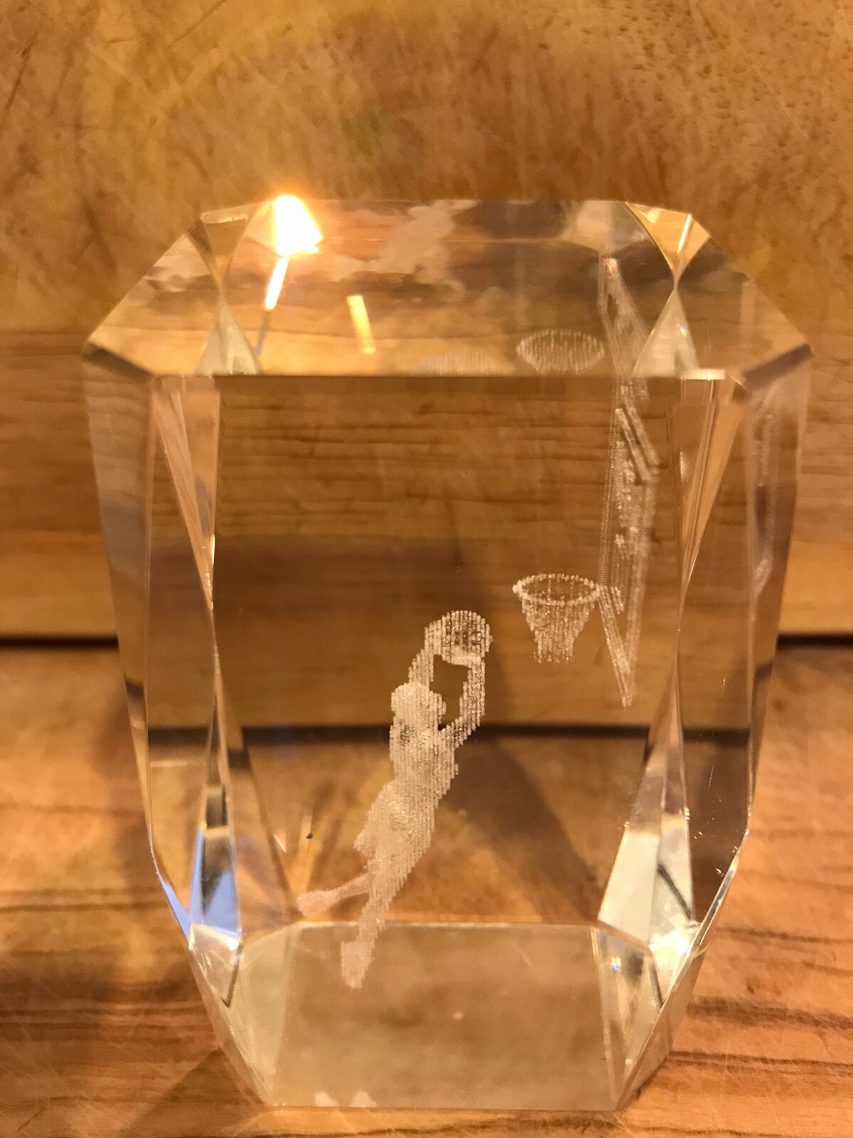 3D Etched Glass Cube Basketball Player Paperweight | eBay