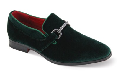 Men's Fancy Dress Casual Shoes Slip On Loafers Green Velvet BIT Smoker 7008  | eBay