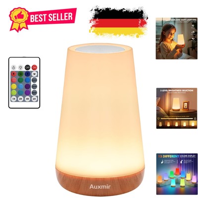 Bedside Lamp, Night Light, Touch Dimmable with 13 Colours and 4 Modes, LED Ta...