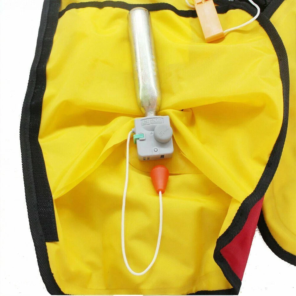 Premium Adult Inflatable Life Jacket Vest Lifesaving PFD C02 Cartridge - Black - Image 4 of 4