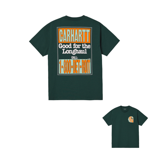 T-Shirt manica corta uomo stampata dietro CARHARTT WIP Longhaul Hedge Verde  | eBay