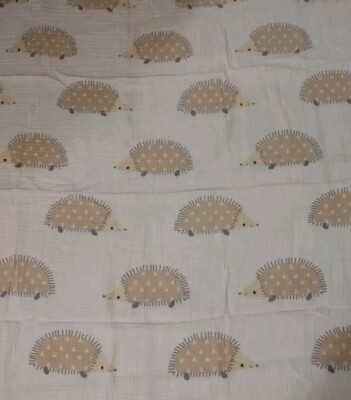 Cloud Island Baby Swaddle Blanket Wrap Cotton Hedgehog White And Tan 46x42