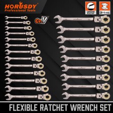 Flex Head Ratcheting Wrench 6-32mm Spanner 72-tooth 180 Degree Pivoting Forging