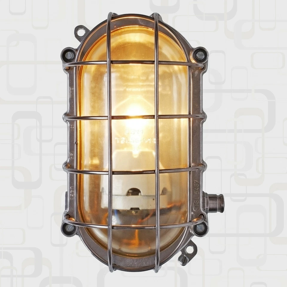 Bunkerlampe Fabrik- Schiffs- Industrie- Design Gitter- Leuchte Ex alt antik EOW  - Bild 2 von 4