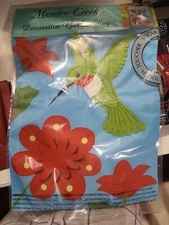 Meadow Creek Garden Flag, 18" Hummingbirds Petunias  Hand Stitched Embellishment