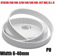 Open End Timing Belt 2GT 2M 3M 5M 8M White PU Width 6-40mm for 3D Printer / CNC