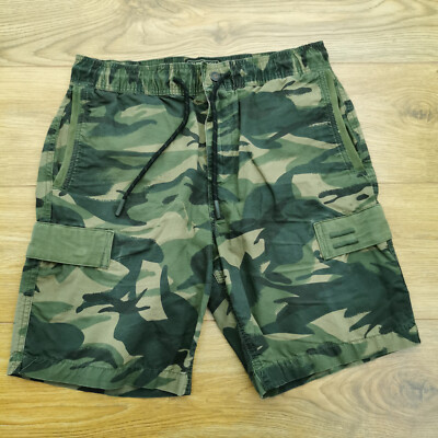 Superdry Cargo Shorts Mens M W30 Khaki Camo Snap Button
