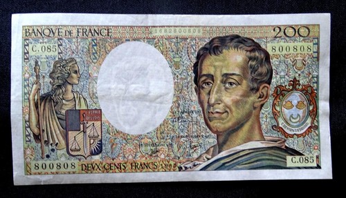 (USA), French Banknote, ( very good) , 200 francs, Montesquieu, Year : 1990 . - Picture 2 of 3