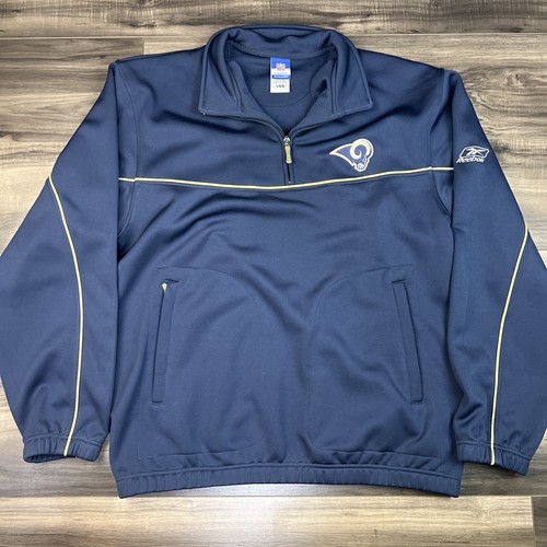 St Louis Rams Jacket Mens Large Blue Football Reebok 1/4 Zip Pullover - 第 1/9 張圖片