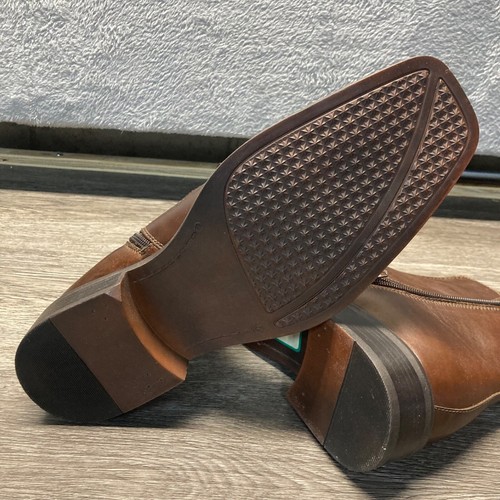 Men's Skechers Collection Brown Leather Side Zip Ankle Boots, Size 9.5 - Picture 8 of 10