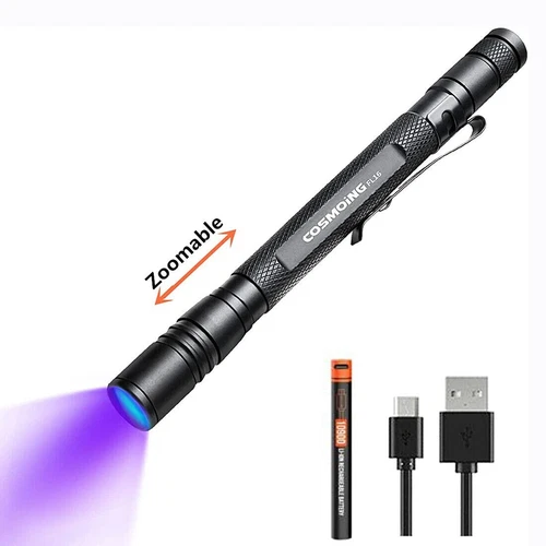 395nm UV light flashlight Rechargeable USB Black Light LED for for Pet Cat Urine