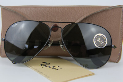 Ray Ban Large Metal 62 14 Black Chro L2821 G15 NOS B&L USA Bausch & Lomb Vintage