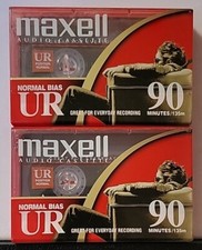 Maxell UR-90 Normal-Bias Blank Audio Cassette Tapes 2-Pack - Recording Sealed