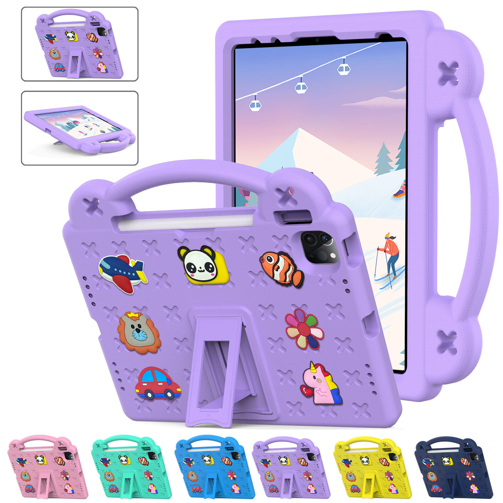 For Apple iPad 9.7 6th 5th Gen 2018/2017 Kids Cartoon Rugged Stand Handle Case
