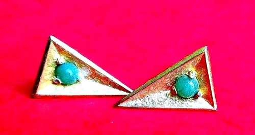 VINTAGE 1960'S GOLD - JADE 3 PC. CUFFLINK SET - Picture 3 of 3