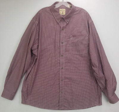 Red Head Brand Co Shirt Mens SZ 2 XL Button Down Long Sleeve Plaid Red and White