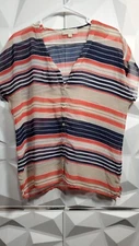 olive and oak sheer striped shirt sz medium