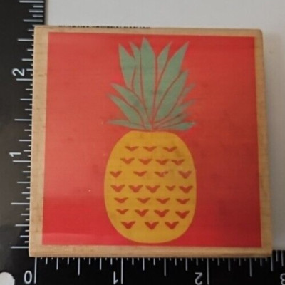 Pineapple Rubber Stamp Wood Mount CraftSmart Tropical Fruit Scrapbooking Craft