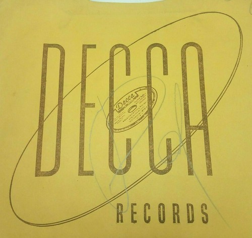 Vtg DECCA RECORDS Printed Paper Bag 78 RPM Shopping Bag