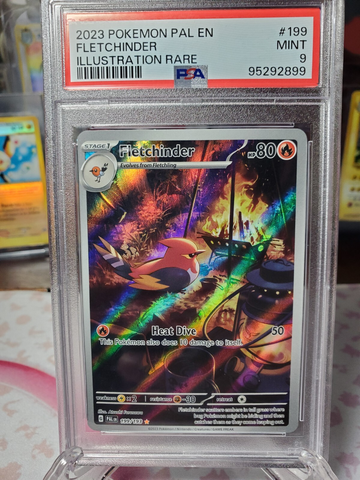 2023 Pokemon EN Paldea Evolved FLETCHINDER Illustration Rare 199/193 PSA 9 MINT