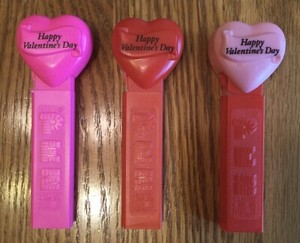 Pez Dispensers - Valentine, No Feet, Used, Lot of 3