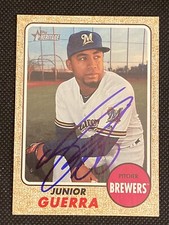 Junior Guerra Brewers Signed Auto Autographed 2017 Topps Heritage Card #530 ~COA