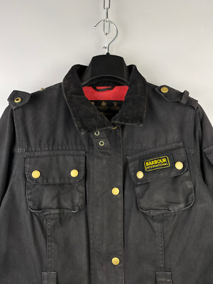 Barbour International Wax Cotton Button Zip Jacket Size M / L | eBay