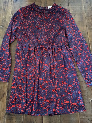 Melloday Red Floral Smocked Long Sleeve Dress From Nordstrom, XL | eBay