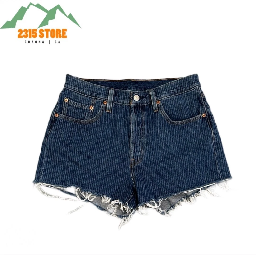 Short En Jean Rayé Bleu Et Blanc - Taille 7 (Juniors) - Marque Mossimo - Occasion Très Bon état
