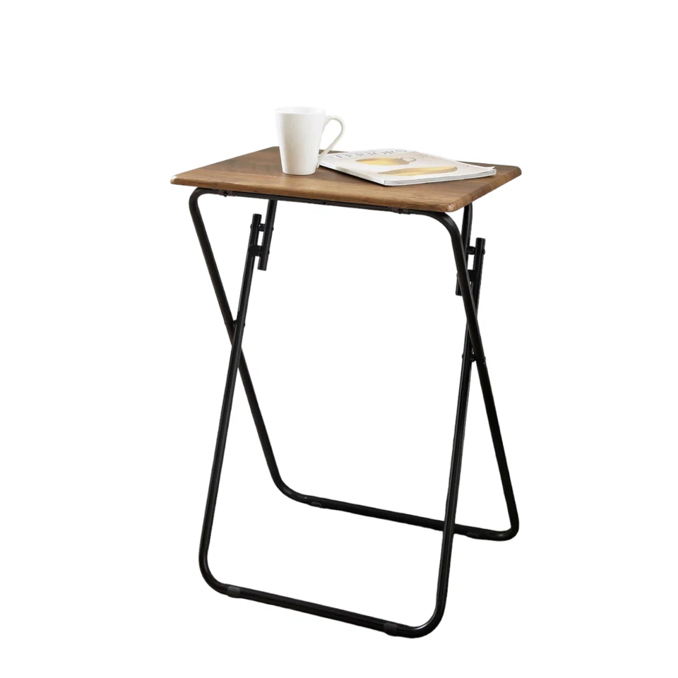 Small Folding Wooden TV Table Side Fold Computer Desk Table Tea Coffee  - Image 2 of 2