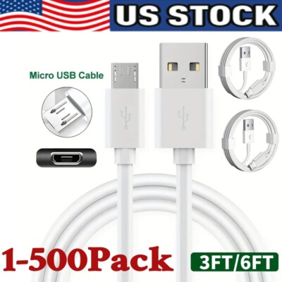 3/6ft Micro USB Fast Charging Cable Cord For Samsung Android Phone Charger Lot