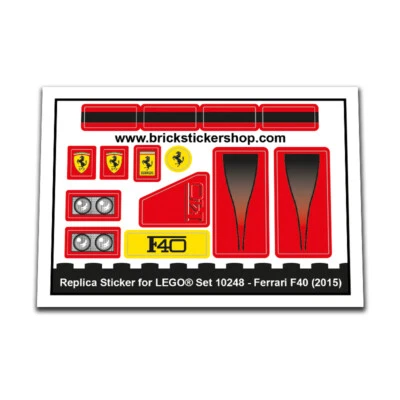 BRICKSTICKERSHOP Pegatina de repuesto para Set 10248 - Ferrari F40