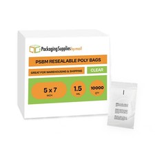 5" x 7" Top Seal Suffocation Warning Clear Resealable Poly Bag 1.5 Mil 10000 Pcs