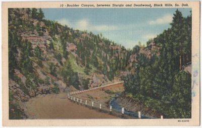 Boulder Canyon Between Sturgis And Deadwood Black Hills SD Linen Postcard Unpstd
