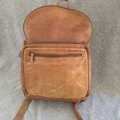 Genuine Brown Leather Rustic School Backpack Purse Distressed