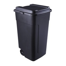 Rubbermaid 50 Gallon Roughneck Wheeled Trash Can with Snap-Fit Lid - Black