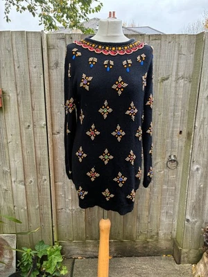 VINTAGE 80ER JAHRE PULLOVER PERLEN SCHMUCK M SEIDE ANGORA - Bild 1 von 4