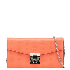 MCM Visetos Chain Wallet Long Wallet Red Leather