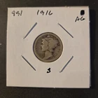1916 S Winged Liberty Head Mercury Dime In About Good Condition