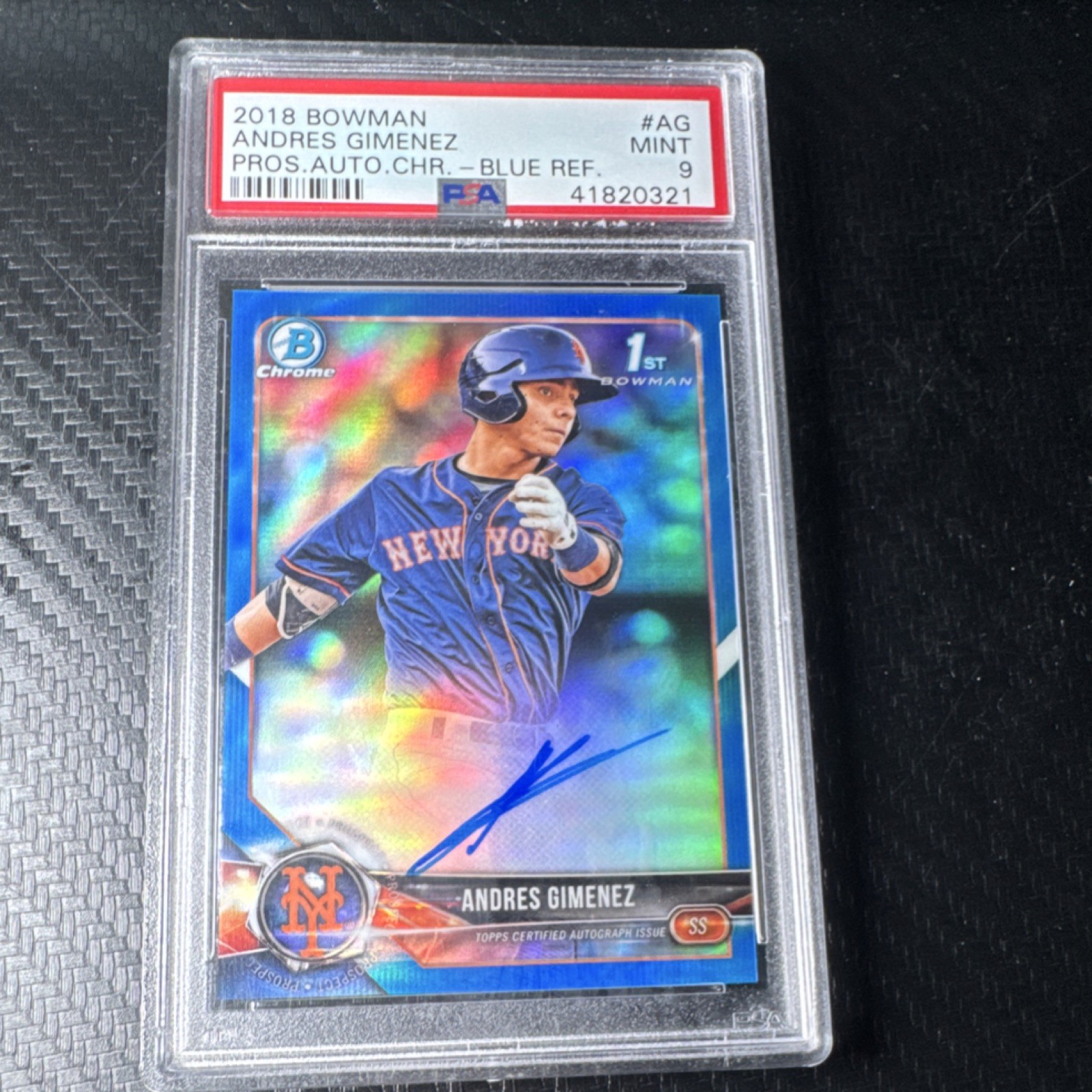 2018 Bowman Chrome Andres Gimenez Blue Refractor /150 Rookie Auto PSA 9 41820321