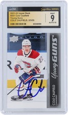 Cole Caufield Canadiens Signed 2021-22 Upper Deck Series 1 CGC 9/10 Rookie Card. rookie card picture