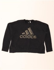 ADIDAS Womens Oversized Graphic Sweatshirt Jumper UK 16/18 Large Black AG08