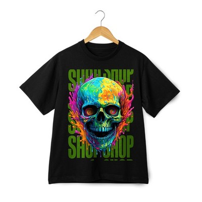 Colorful Skull Graphic Tee-Unisex Casual Bold Design for Street Edgy T-shirt